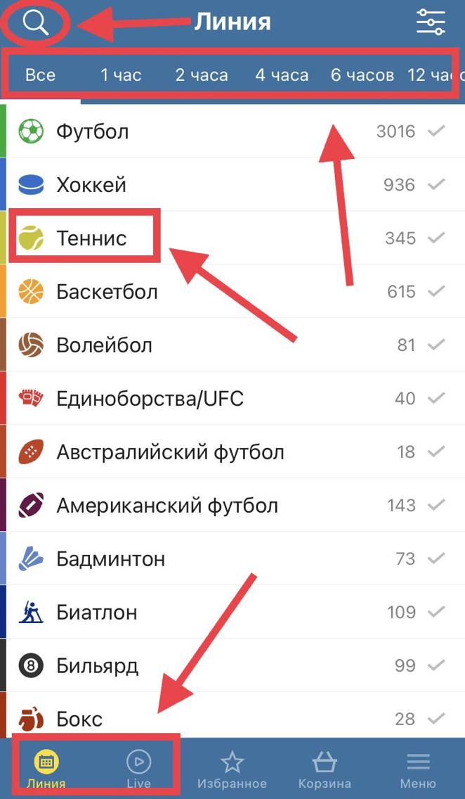 Выбор матча для ставки